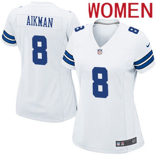 Women Dallas Cowboys #8 Troy Aikman Nike White Team Game NFL Jersey